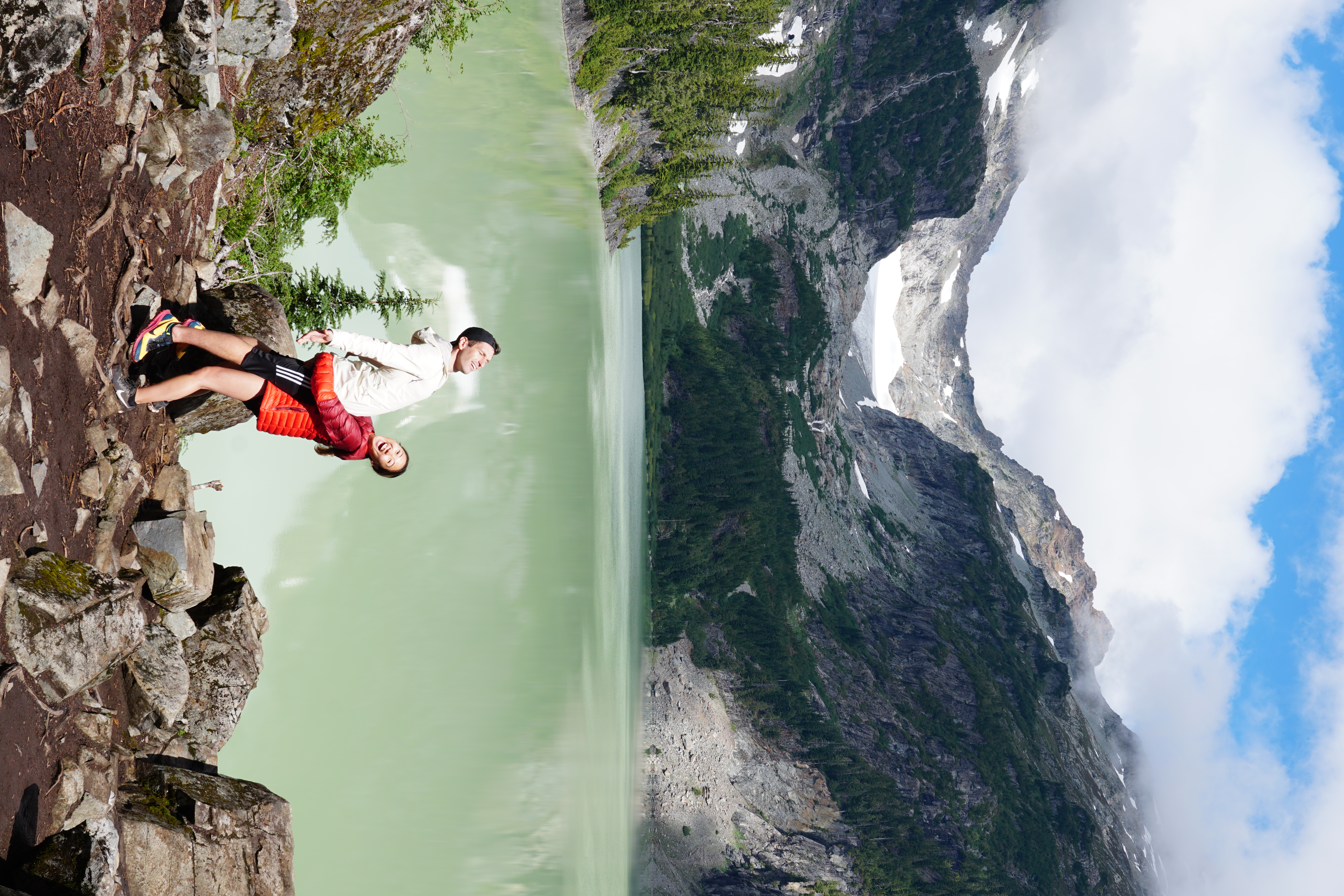 couple in front of Blanca Lake