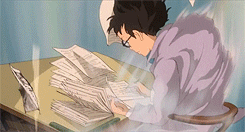 animated gif of anime person studying furiously