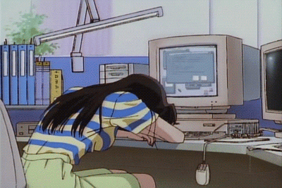 animated gif of anime person asleep at computer